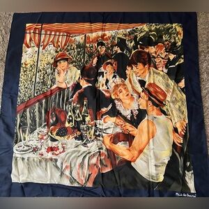 Nicole De Beauvoir Paris Vintage Polyester Scarf ~ Friends Gathering 35X35